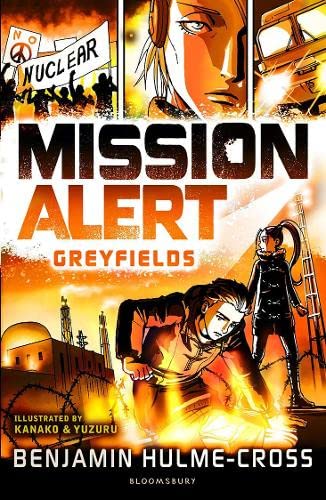 Book cover: “Mission Alert: Greyfields” with figures and a dystopian landscape.