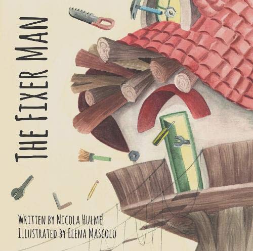 Book cover: illustrated snowman with tools and building materials.