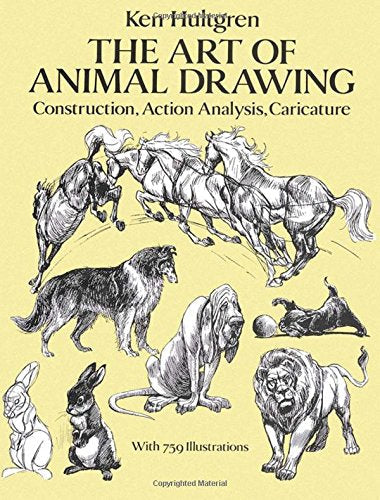 Book cover with sketches of horses, a dog, lions, and a rabbit.