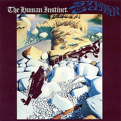 Album cover: surreal landscape with a broken guitar and figure.