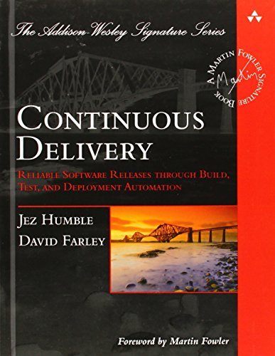 Book cover for Continuous Delivery by Jez Humble and David Farley with bridge imagery.