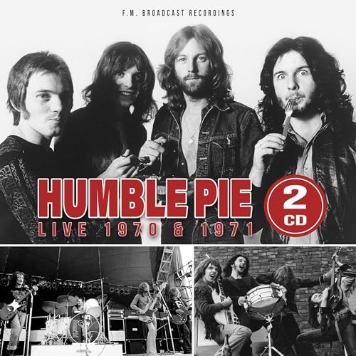Black and white photo of Humble Pie band members with "2CD" logo.