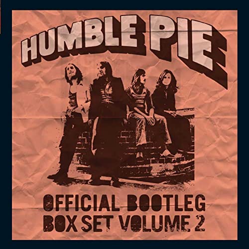 Orange-tinted album cover featuring Humble Pie band members with text on a crumpled background.