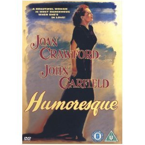 DVD cover art for Humoresque featuring Joan Crawford in a long black dress.