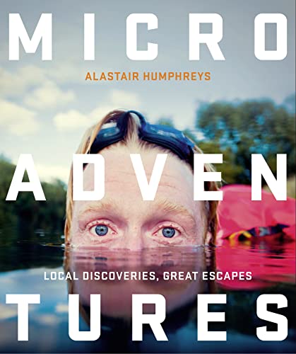 Book cover featuring a swimmer’s face with large white text: “Micro Adventures”.