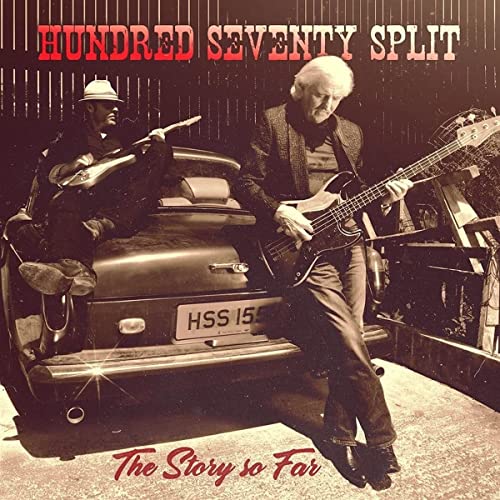 CD cover: two musicians with instruments beside a vintage car.