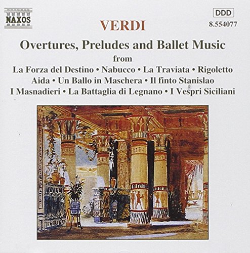 CD cover featuring Verdi's operatic music, with an ornate stage design illustration.