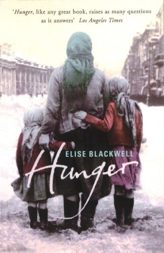 Book cover: woman and three children in winter, title "Hunger" visible.