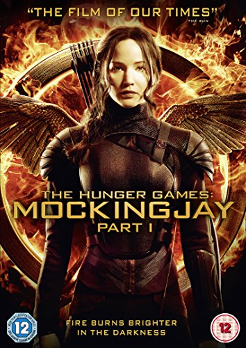 DVD cover for "The Hunger Games: Mockingjay - Part 1" featuring Katniss Everdeen.