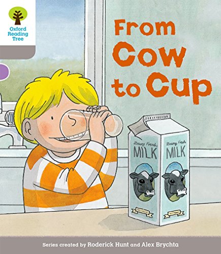 Boy pouring milk from a carton, book cover illustration.