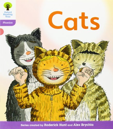 Book cover with three cartoon cats wearing jackets, titled "Cats".