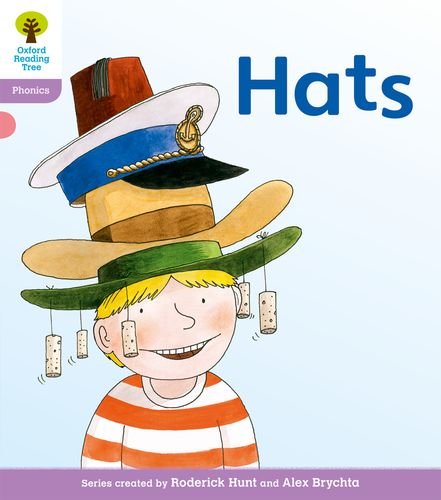 Book cover with a smiling child and a stack of colorful hats.