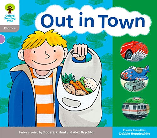 Book cover: boy with groceries, cars, and a bus illustrated.