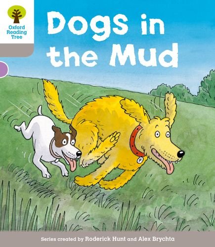 Book cover: two dogs running through green grass and mud.