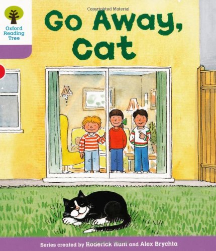 Book cover: children looking at a black and white cat on grass.