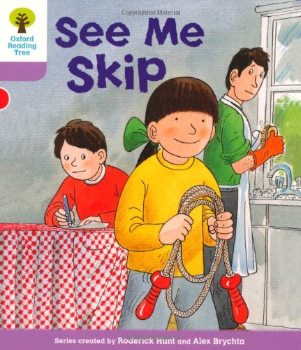 Children’s book cover: girl with skipping rope, mother washing dishes.