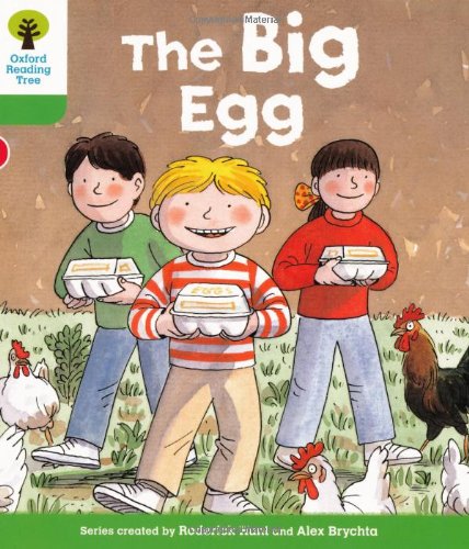 Book cover: three children with egg cartons, chickens, and a rooster.