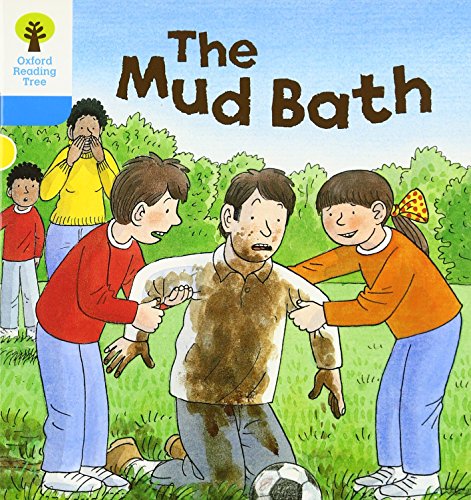 Illustration of a child covered in mud, surrounded by surprised friends.