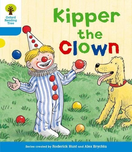 Kipper the clown juggles with a dog, illustrated children’s book cover.