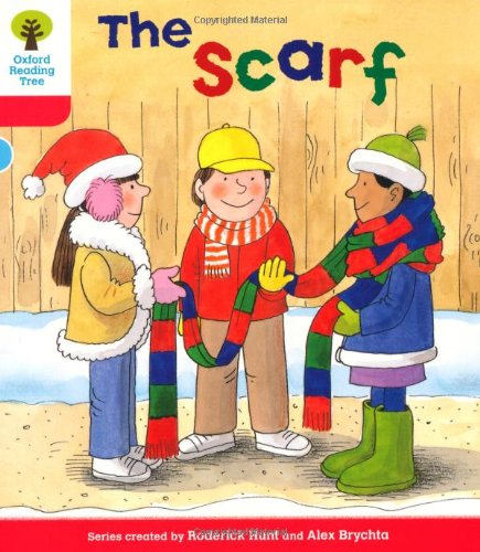 Book cover showing three children in winter clothes with a long colorful scarf.