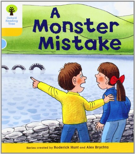 Children looking at tire tracks near water, book cover illustration.