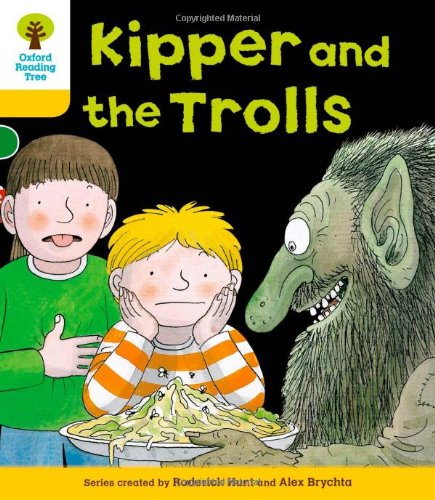 Book cover: Kipper and a troll with two frightened children.