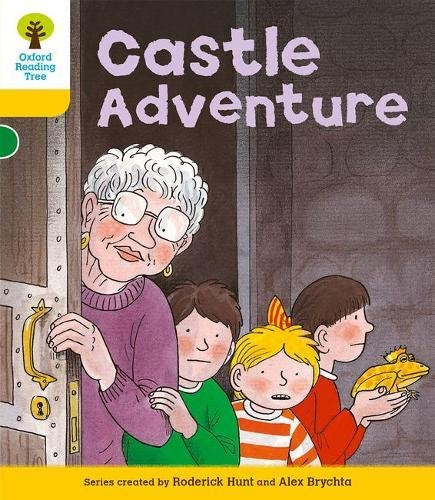 Book cover: children and grandmother looking through a castle door.