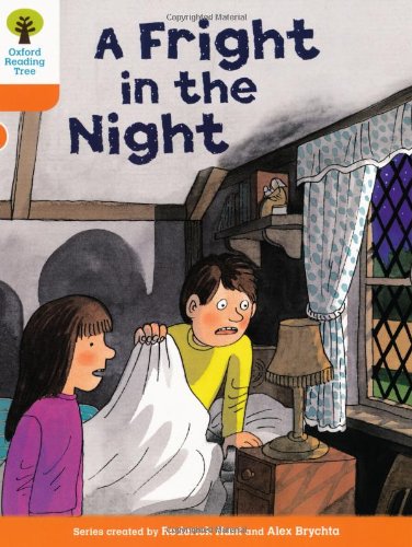 Book cover: children startled in bed by a nighttime shadow.