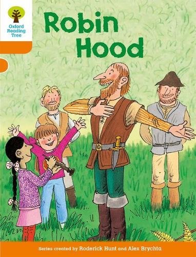 Book cover: "Robin Hood" illustration with characters in a green field.