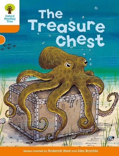 Book cover: octopus guarding a treasure chest underwater.