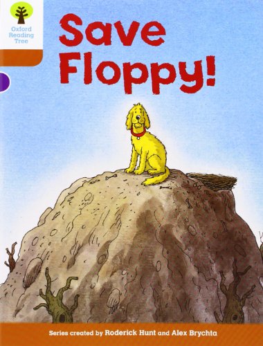Book cover: yellow dog Floppy sits atop a large, rocky mound.