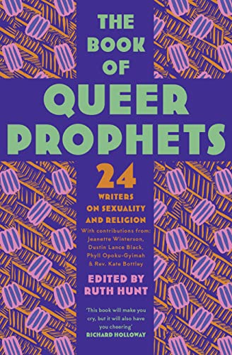 Book cover titled The Book of Queer Prophets with a cross-shaped purple background pattern.
