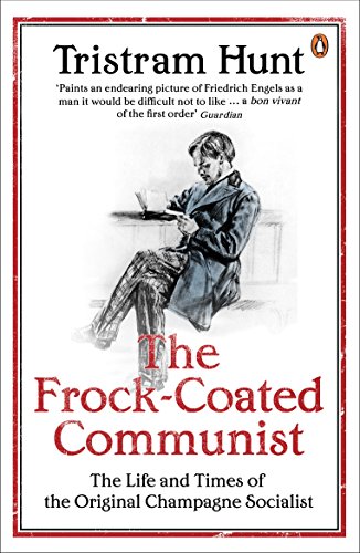 Book cover featuring a sketched portrait of Friedrich Engels reading.
