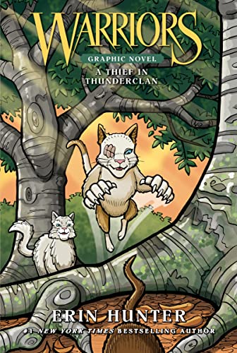 Graphic novel cover featuring two cats in a forest with tree trunks in foreground.