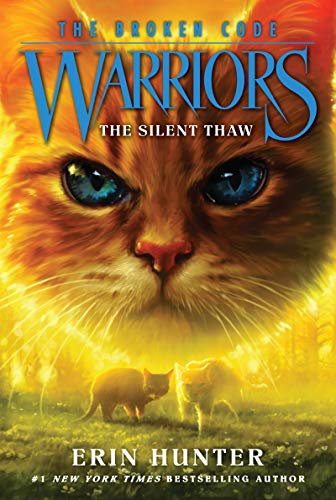 Book cover featuring a large orange cat face above two cats in a field.