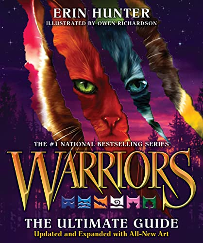 Book cover featuring close-up of cat faces with glowing eyes and the title "Warriors.