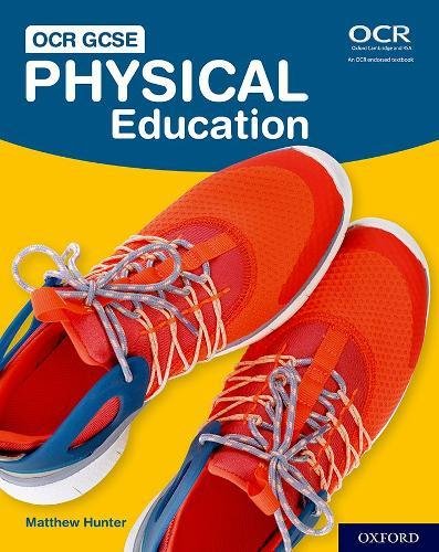 Textbook cover for OCR GCSE Physical Education with red running shoes.