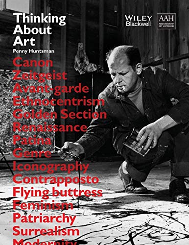 Book cover: “Thinking About Art” with a black and white artist portrait.