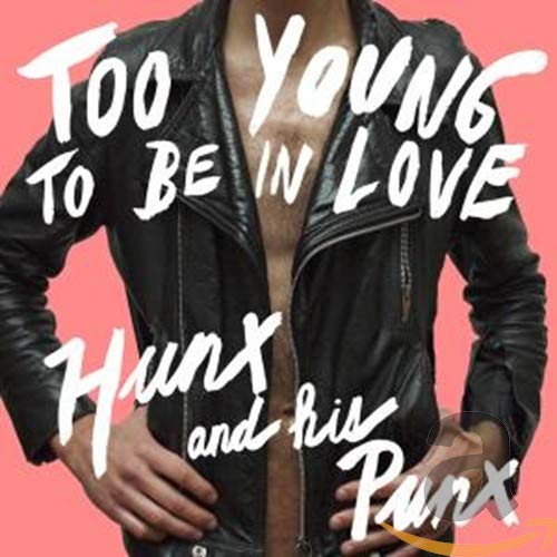 Person in leather jacket with album title "Too Young to Be in Love".