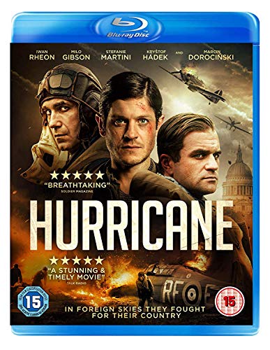 Blu-ray cover for "Hurricane" featuring three men and a fighter plane.