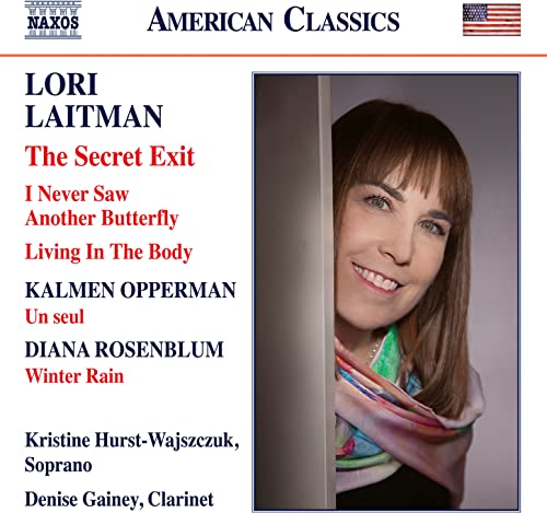 CD cover featuring Lori Laitman's works with a portrait of a smiling woman.