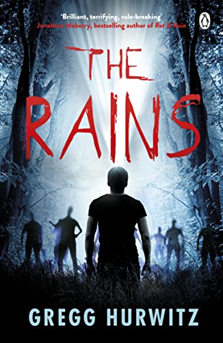 Book cover: silhouetted figure in a dark, misty forest with red title text.