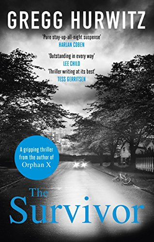 Book cover: dark road scene, title “The Survivor” in blue text.