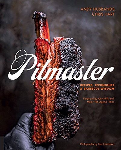"Book cover with a gloved hand holding a charred, grilled rib against a dark background."