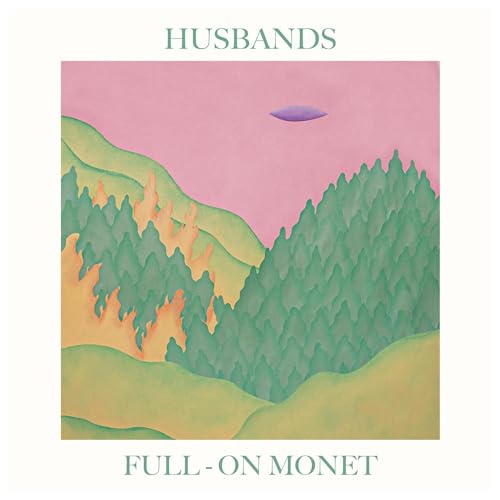 Album cover for Husbands’ “Full-On Monet” featuring painted landscape and UFO.
