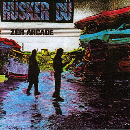 Husker Du’s “Zen Arcade” vinyl cover: wrecked cars and silhouetted figures.