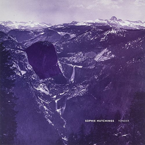 Purple-toned landscape of mountains and waterfalls, album cover for Sophie Hutchings' "Yonder".