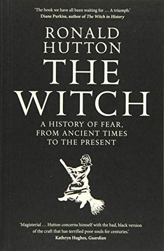 Book cover with white text and image on a black background, featuring a witch.