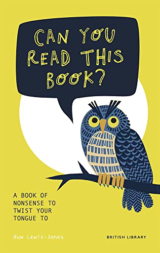 Book cover with an owl, speech bubble, and playful lettering.