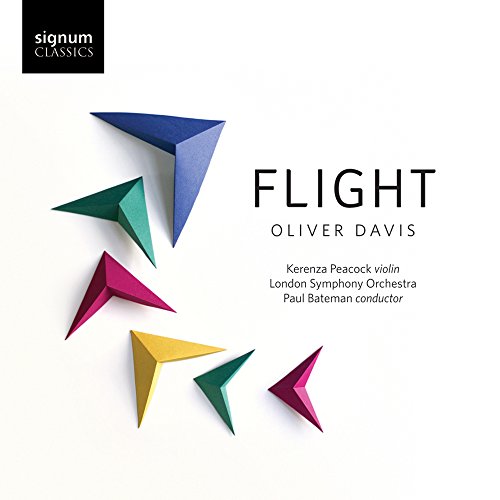 CD cover: abstract paper shapes with “Flight” and composer Oliver Davis.